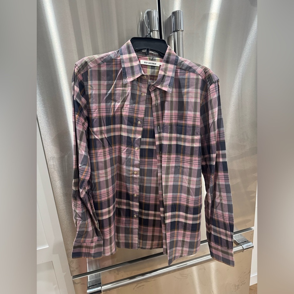 Ben Sherman Pink and Gray Casual Button Down Shirt